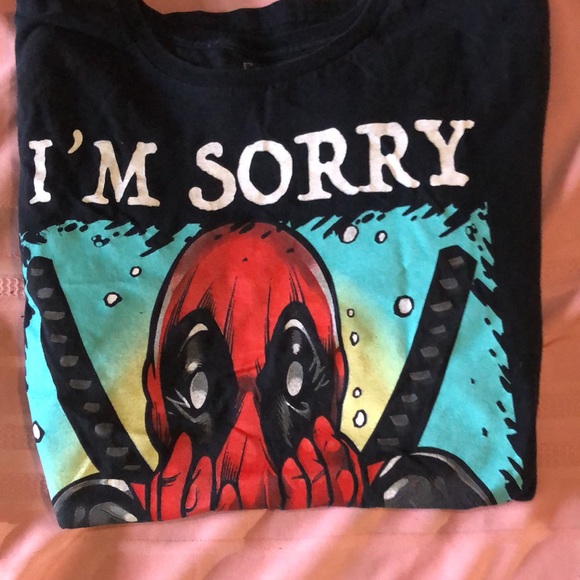 Marvel Dead Pool t-shirt/ sz L black” I’M SORRY DID I OFFEND YOU?” Graphic - Picture 9 of 10